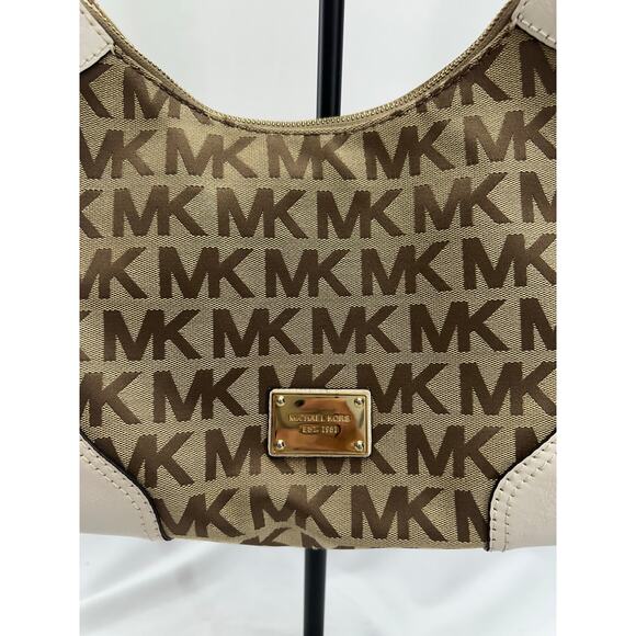 Michael Kors Logo Brown/Cream Shoulder Bag - Picture 2 of 7